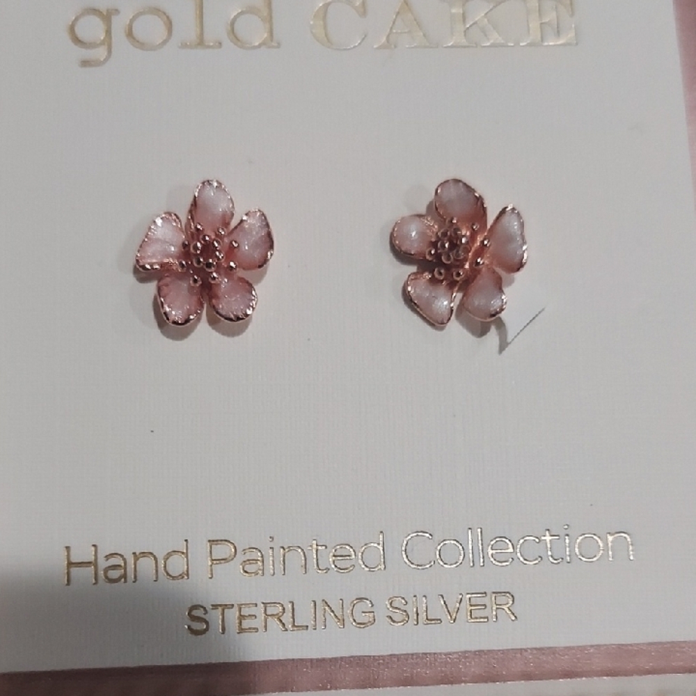 🩷🌸Pink Flower Sterling Silver Earrings - Picture 3 of 4